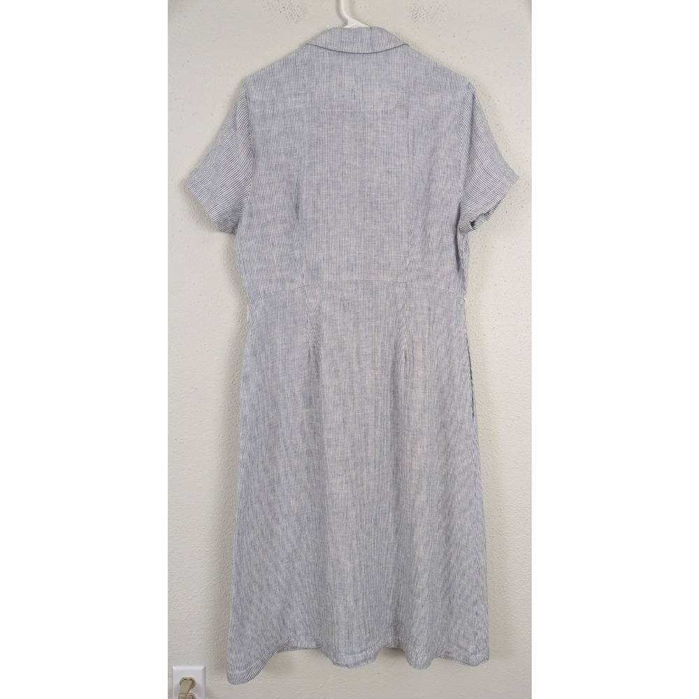 Quince Light Blue Striped Midi Shirt Dress - Picture 4 of 6